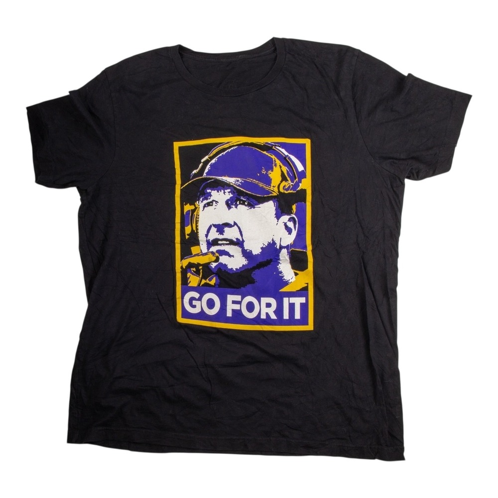 Men's John Harbaugh T Shirt Size Large Black Short Sleeve Crew Neck Cotton